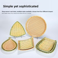 Assiette ronde tissée en malamine, grand format, motif végétal classique, non toxique, pour camping, hot pot, restaurants spécialisés et usage commercial