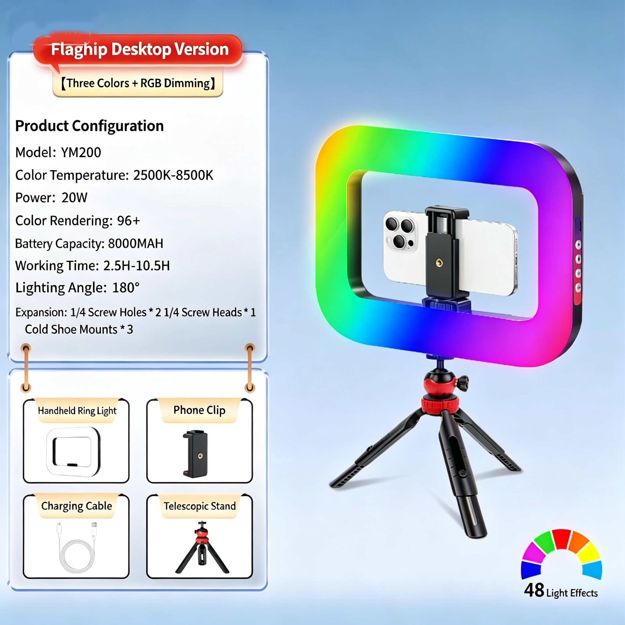 Lumière noire RGB + trépied de bureau