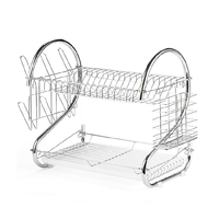 Nouveauté : Égouttoir à vaisselle en acier inoxydable à 2 niveaux en forme de S, support de rangement pour assiettes, tasses et bols