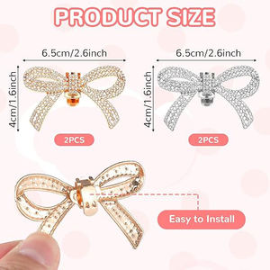 クラシックファッション取り外し可能亜鉛弓靴クリップスパークリングラインストーン靴装飾チャームレディース靴バックル - Product Image 2