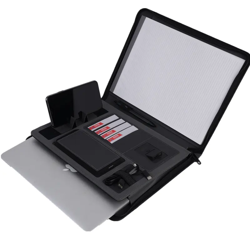 चार्ज व्यापार कंप्यूटर लैपटॉप बैग लैपटॉप A4 चमड़े पोर्टफोलियो क्लिपबोर्ड फ़ोल्डर के लिए चार्जर गोलियाँ और प्रस्तुति उपकरण