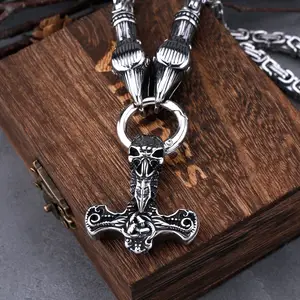 Pendentif nordique alien Thor marteau costume en épine de corbeau pour hommes collier punk Biker Pirate accessoires Viking bijoux cadeau pendentif