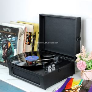 Lecteur de cassettes et enregistreur valise tourne-disque vinyle noir résistant aux taches - Product Image 4