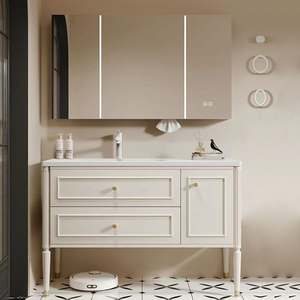 Mueble de Baño Individual Moderno de Estilo Francés con Diseño Personalizado y Espejo Rectangular - Product Image 6