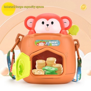 <span class=keywords><strong>Tirelire</strong></span> mignonne de petit singe pour des garçons et des filles <span class=keywords><strong>tirelire</strong></span> en plastique avec le jouet d'amusement de sangle déposent et retirent des caractéristiques de mot de passe - Product Image 3