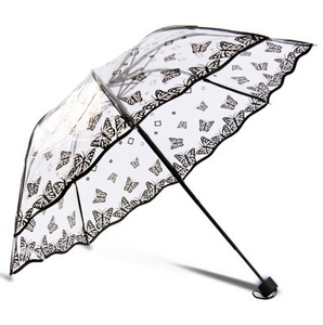 Parapluie publicitaire pliant en 3 sections, transparent, moderne, imprimé, 8 baleines, en polyester - Product Image 4