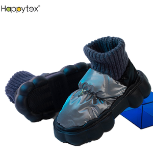 <span class=keywords><strong>2023</strong></span> chaud à la mode à l'extérieur chaud coton chaussures Stretch tricot gros talon cheville imperméable neige bottes femmes hommes bouffantes vers le bas bottes - Product Image 5