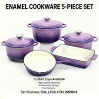 Ensemble de 5 casseroles en fonte antiadhésives, compatibles avec les cuisinières à induction et à gaz, pour la cuisine à domicile