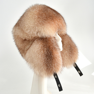 Chapeaux en fourrure de renard et de raton laveur véritable pour femmes, hiver, unisexe, chauds, en fourrure véritable avec pompons en fourrure moelleuse - Product Image 2
