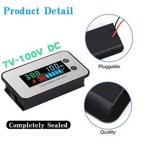 Máy kiểm tra pin 7-100V chống nước IPX7, Máy theo dõi dung lượng pin xe golf RV, Vôn kế pin hàng hải có đồng hồ đo nhiệt độ & báo động - Product Image 4