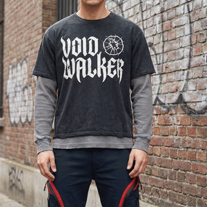 T-Shirt Nera da Uomo a Maniche Lunghe in Cotone Pesante di Alta Qualità OEM, 320 Gsm, Stampa DTG, Doppio Strato - Product Image 3