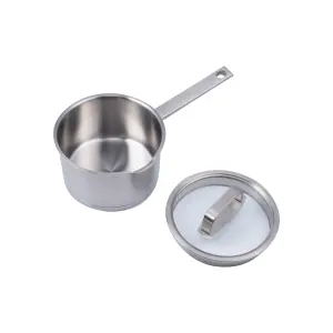 Sartén para leche de cocina Sartén para salsa de cocina de acero inoxidable con tapa de vidrio