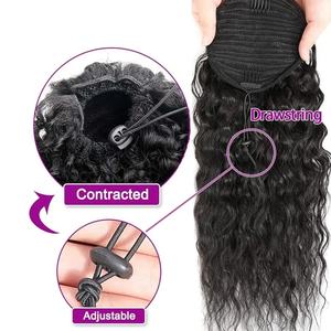 Оптовая продажа: 100 г натуральных кудрявых волос Remy для наращивания, пряди для хвоста, бразильские волосы, натуральный цвет, для женщин - Product Image 4