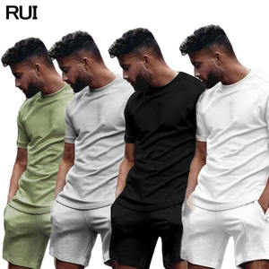 Conjunto de Camiseta y Pantalones Cortos Deportivos de Algodón Transpirable, Bordados, Casuales de Verano, con Logotipo Personalizado, Nueva Moda 2024, Venta al Por Mayor para Hombre - Product Image 1