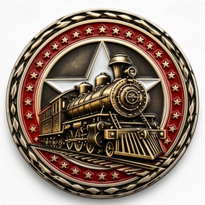 Moneda de Locomotora de Vapor Antigua, Chapada en Oro, de Latón, Circular, con Grabado en Relieve, Artículo Coleccionable - Product Image 5