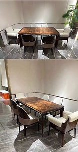 Juego de Mesa de Comedor Rectangular de Diseño Moderno de Lujo Italiano de Alta Gama Furnistyle, 6 Sillas de Comedor para Villa, Madera Natural Sólida para Hoteles - Product Image 5