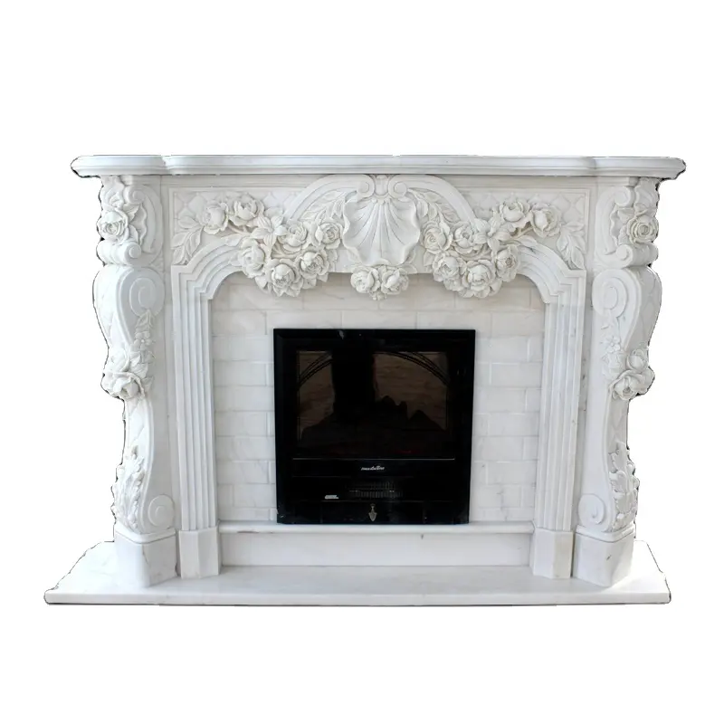 Nouveau Design de décoration intérieure cheminée à vendre marbre blanc autres cheminées intérieur caisses en bois solides insertion sculpture