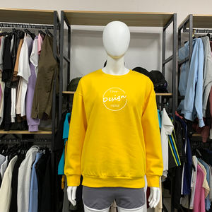 Hiver Automne Haute Qualité Femmes 280GSM Tissu Éponge Français Col Côtelé Elastique Pull Personnalisé Imprimé Epaule Goutte Uni - Product Image 5