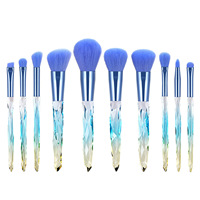 Kuas Makeup Berkualitas Tinggi Model Baru Single Frosted dengan Serat Lembut 10pcs Set Kuas Kosmetik Blush Glitter Gradasi