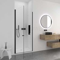 Cabine de douche sur mesure à panneau unique, cadre en aluminium noir, verre trempé de 8 mm, porte de douche pour salle de bain
