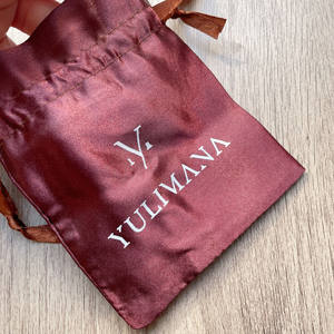Custom Tiny Burgundy Silk Satin Jewelry Gift Dust <b>Drawstring</b> <b>Bag</b> - Logo Printed Gift <b>Bags</b> for Jewelry & Cosmetics - Product Image 5