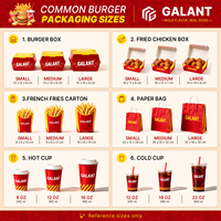 Maßgefertigte Einweg-Papierbox für Fast Food Verpackung von Pommes Frites, Hähnchenflügeln und Burgern