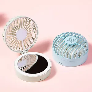 IMYCOO Kipas Angin Mini Portabel Isi Ulang dengan Cermin Pabrik Kecantikan Panas Kipas Bulu Mata Cermin Kecil Pribadi