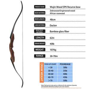 Ensemble <span class=keywords><strong>arc</strong></span> et flèches Piaoyu en bois de zèbre, <span class=keywords><strong>arc</strong></span> recurve réglable 25-60lbs, 62 pouces, équipement de tir, de chasse et de sport de plein air - Product Image 2