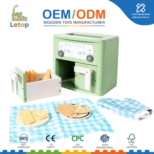 Jouet de cuisine en bois Friteuse à air avec effets sonores pour enfants et tout-petits, <span class=keywords><strong>jeu</strong></span> éducatif Montessori de simulation de cuisine - Product Image 1