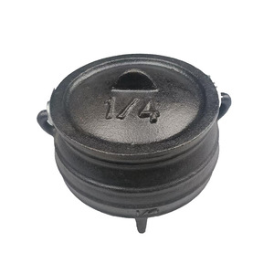 Cast Iron Camping Pot 1/4 Qt Three Legged Outdoor Cookware Stew Roasting Pot South African Style Picnic Use - Product Image 1