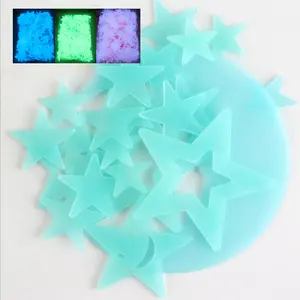 Pegatina de estrellas de plástico y pvc que brilla en la oscuridad, fluorescente, azul, para decoración de habitación de niños