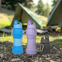 Bouteille d'eau pliable en silicone multicolores de 600 ml, sans BPA, écologique, pour les voyages en plein air et les sports