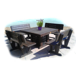 Ensemble de meubles d'extérieur modernes, en <span class=keywords><strong>plastique</strong></span>, Faux bois, mobilier de rue, <span class=keywords><strong>pique</strong></span>-<span class=keywords><strong>nique</strong></span>, <span class=keywords><strong>Table</strong></span> et chaises en <span class=keywords><strong>plastique</strong></span>, nouveauté, - Product Image 2