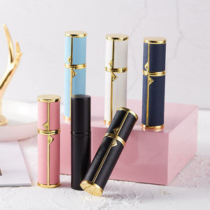 High-end 5ml Small Self-pump Bottom Filling Leather Shell Glass Liner Sub-packaging Perfume Spray Bottle