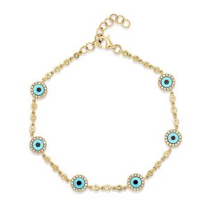 Bracciale Gemnel Fashion in Argento 925 con Occhio di Demone in Turchese e Diamanti Incastonati per Donna - Product Image 1
