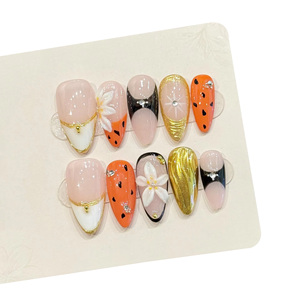 [Beach Wave] Uñas Postizas Europeas Americanas Pintadas a Mano con Diseño Tridimensional Tallado de Alta Calidad - Product Image 2