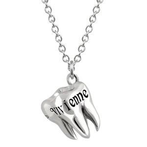 Collar con colgante de circonita de acero inoxidable de dientes pequeños, versión alta, Empress Dowager Vivienne, cadena Figaro de moda, de alta gama para hombre - Product Image 5