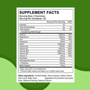 Gomitas de Calcio, Magnesio y Zinc de Alta Calidad, Ricas en Vitamina B12, Suplemento Herbal para Reforzar la Inmunidad, Gomitas de Musgo Marino - Product Image 2