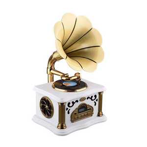 Gramófono Retro BT Personalizado de Fábrica con Altavoz de Cuerno Dorado, Tocadiscos de Vinilo para Decoración de Escritorio, Audio de Alta Fidelidad - Product Image 2