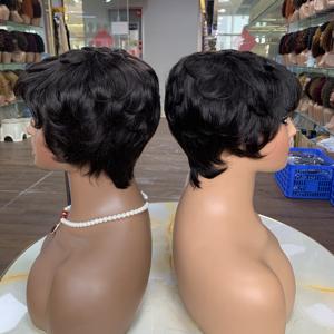 วิกผมสั้นทรงพิกซี่คัทสีดำธรรมชาติ 12 สีพร้อมส่ง วิกผมสั้นทรงพิกซี่คัทสำหรับผู้หญิง ผลิตด้วยเครื่องจักร - Product Image 3