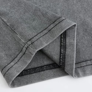 T-shirts pour hommes à manches courtes, 100% coton, poids lourd, lavage vintage, écologiques, col rond, style streetwear, anti-froissement, gris, en promotion - Product Image 4