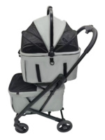 Poussette moyenne de luxe à 4 roues pour deux chiens ou chats chariot pliant à une main poussette en aluminium double détachable à deux paniers pour animaux de compagnie