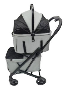 Lüks 4 tekerlekler orta arabası iki köpek veya kediler için bir el katlanır arabası ayrılabilir iki sepet <span class=keywords><strong>Pet</strong></span> ikiz alüminyum arabası - Product Image 4