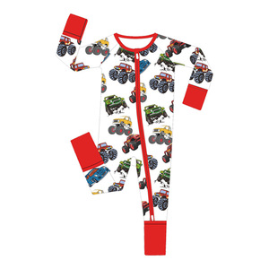 Vente en gros Pyjama unisexe en viscose à impression personnalisée Barboteuse bio à double fermeture éclair Vêtements pour bébé en bambou pour enfants - Product Image 4