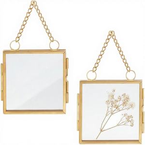 2 Piezas de Marcos de Fotos Metálicos Retro Duraderos, Vidrio Translúcido, Soporte Creativo para Exhibición de Flores y Plantas, Marco de Espejo Cuadrado DIY - Product Image 1