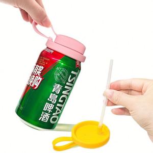Tapa de Silicona para Latas de Refresco y Cola, a Prueba de Polvo y Fugas, Reutilizable, con Orificio para Pajita, Tapa para Bebidas Carbonatadas - Product Image 3