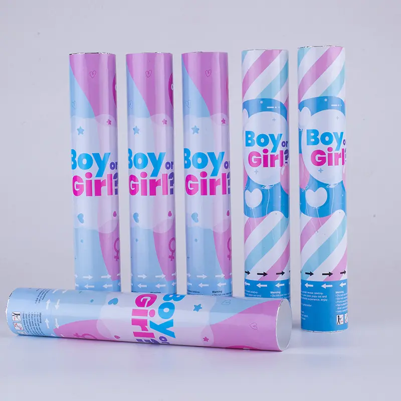 Wholesale Gender Reveal Confetti Powder Cannon Gender Reveal Party Supplies Popper- Smoke Powder & Confetti Sticks Cannons