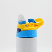 Bouteille d'eau pour enfants 12oz, 30 pièces/carton, en acier inoxydable, avec couvercles colorés et système de bouchon à clapet, expédition rapide depuis l'entrepôt américain.