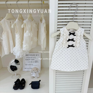 Child Star Circle Girls Sleeveless Polka Dot Dress Breathable Summer Fashion Dress - Product Image 1