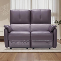 Sofá Reclinable Eléctrico de Cuero de Lujo, Personalizado para Cine en Casa o Villa, con Portavasos Refrigerante LED, de Cuero Genuino, Dos Plazas